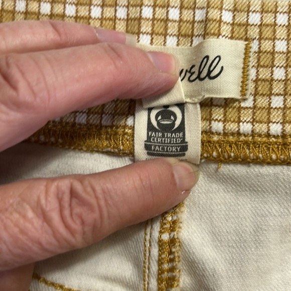 MADEWELL PULL ON SKINNY FLARE IN MINI CHECK PATTERN AUTUME GOLD PANTS SZ 28 - Picture 6 of 16